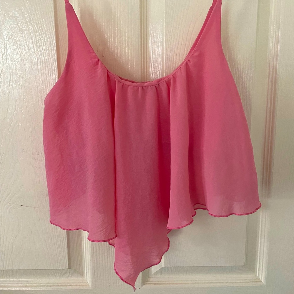 Pink flowy crop top